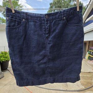 J. Jill 100% linen skirt women 8 denim Y2K dark blue straight trendy comfy